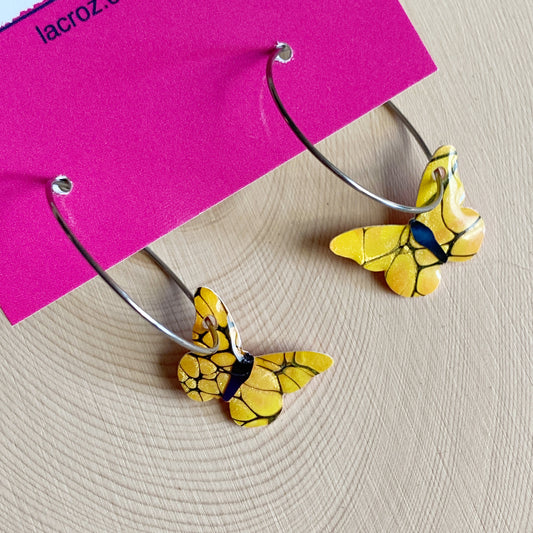 Butterflies | Hoop Earrings | Yellow