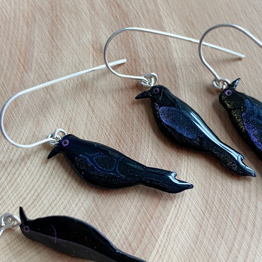 Australian Raven Earrings | mini size