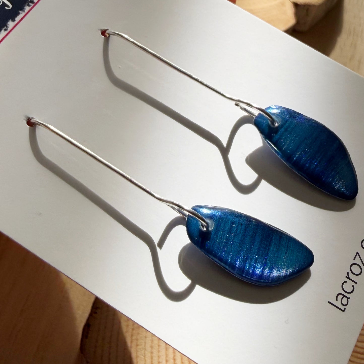 Organic Teardrop Earrings | Navy Blue