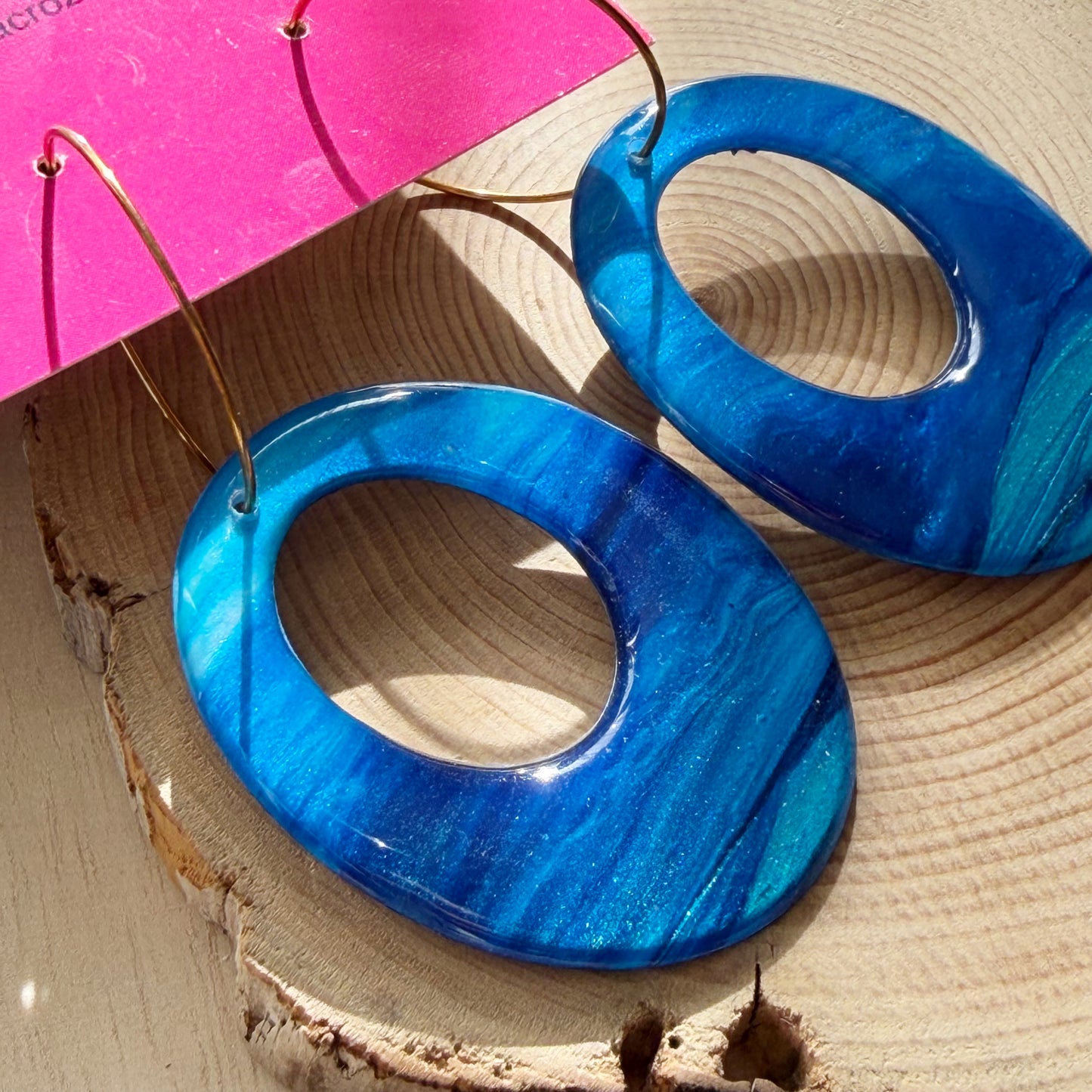 Oval Hoop Earrings | Navy Blue