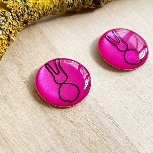 Easter Bunny Wire Art Earrings | Pink