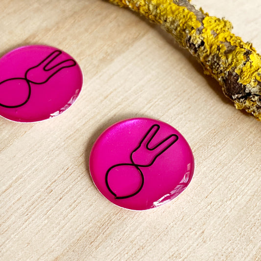 Easter Bunny Wire Art Earrings | Pink