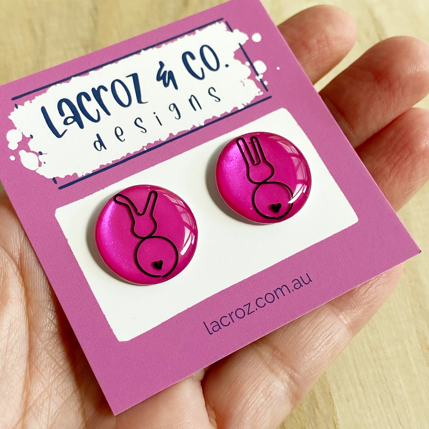 Easter Bunny Wire Art Earrings | Pink