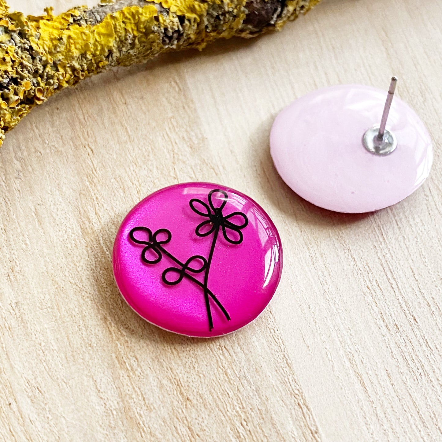 Floral Wire Art Earrings | Pink