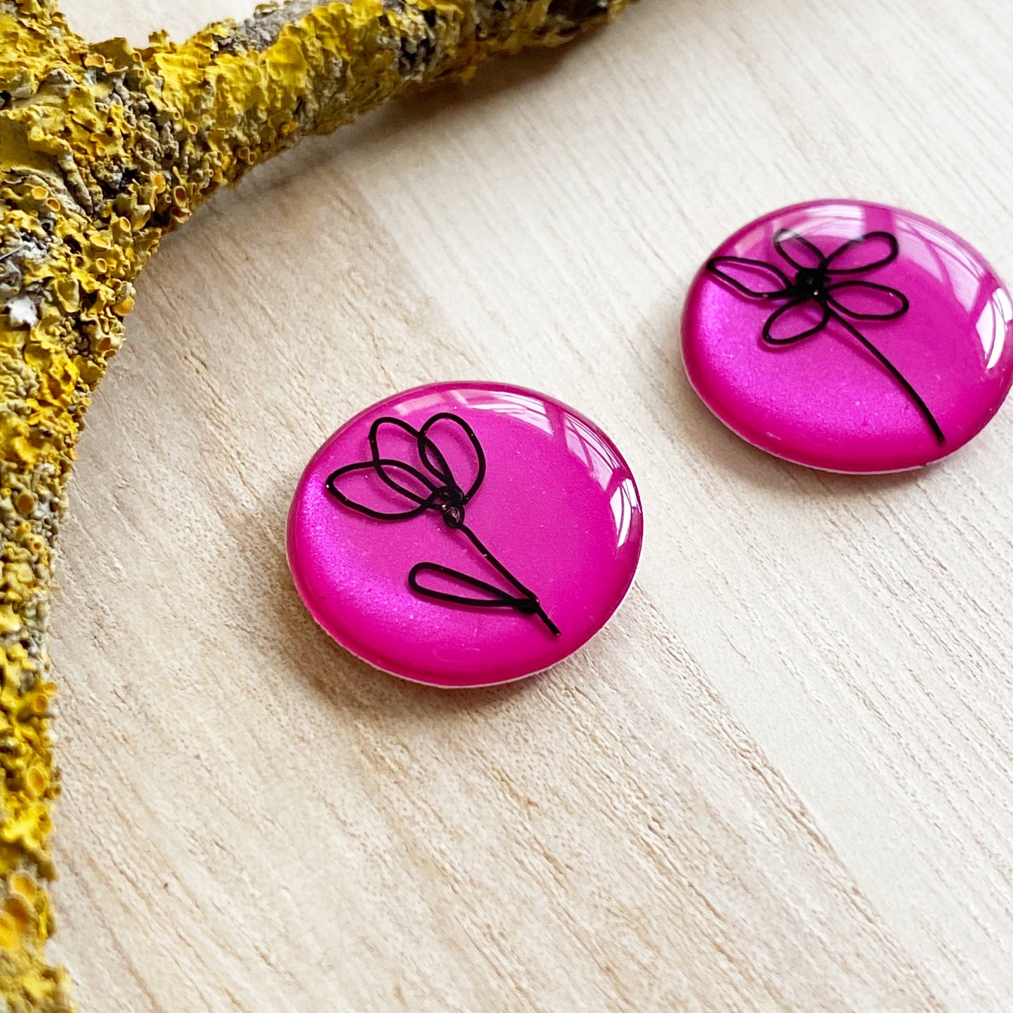 Floral Wire Art Earrings | Pink