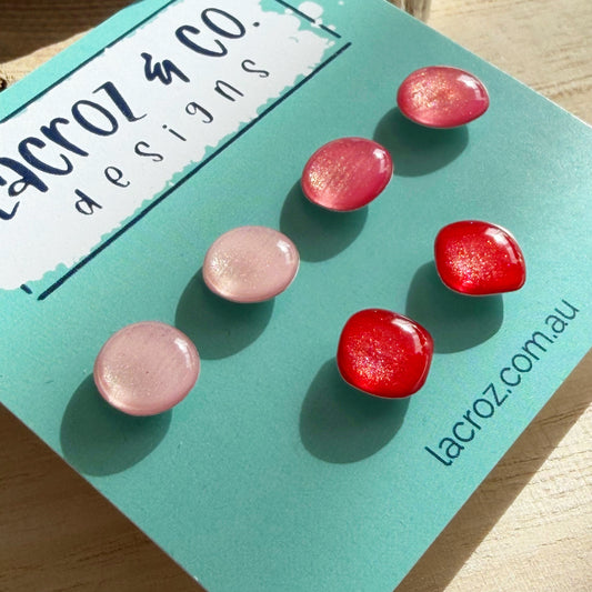 Stud Earring Sets | Pink Red