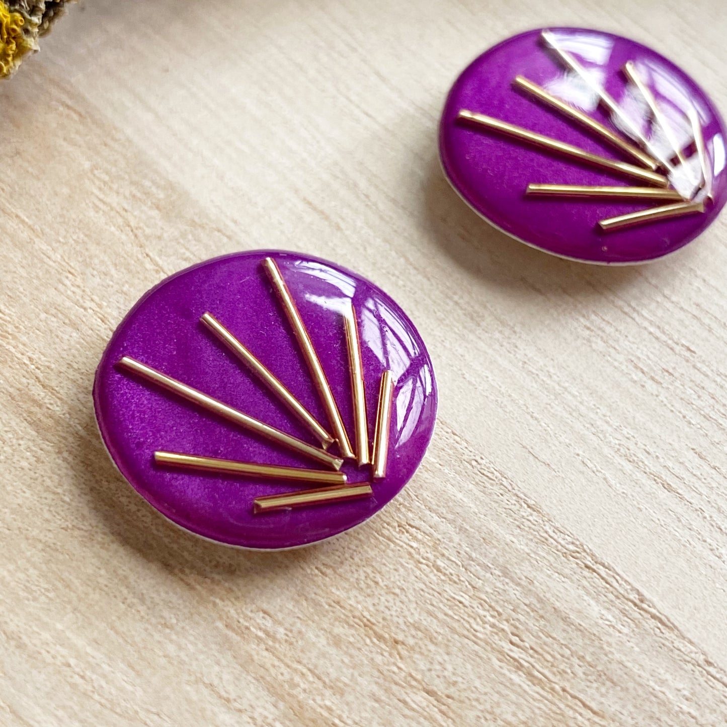 Art Deco Stud Earrings | Purple