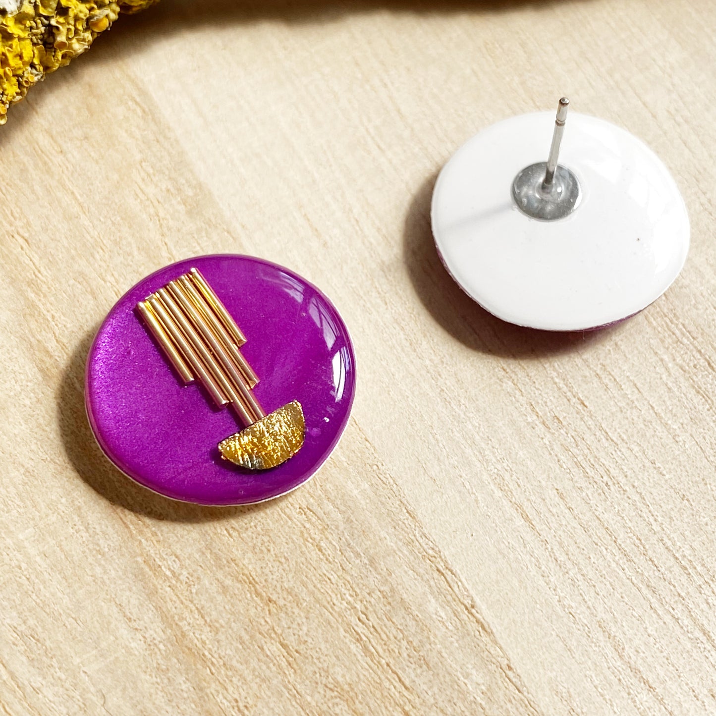 Art Deco Stud Earrings | Purple