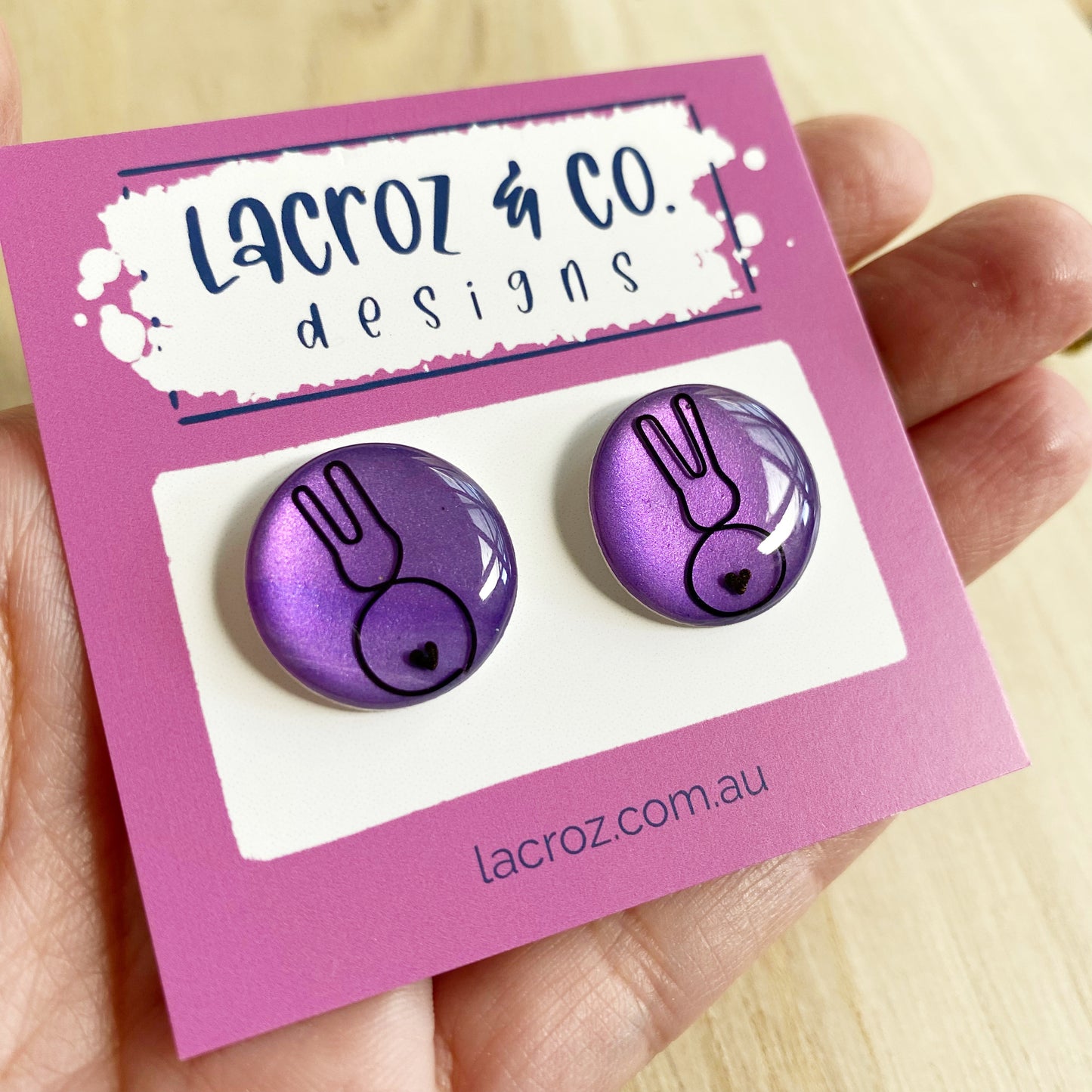 Easter Bunny Wire Art Earrings | Purple