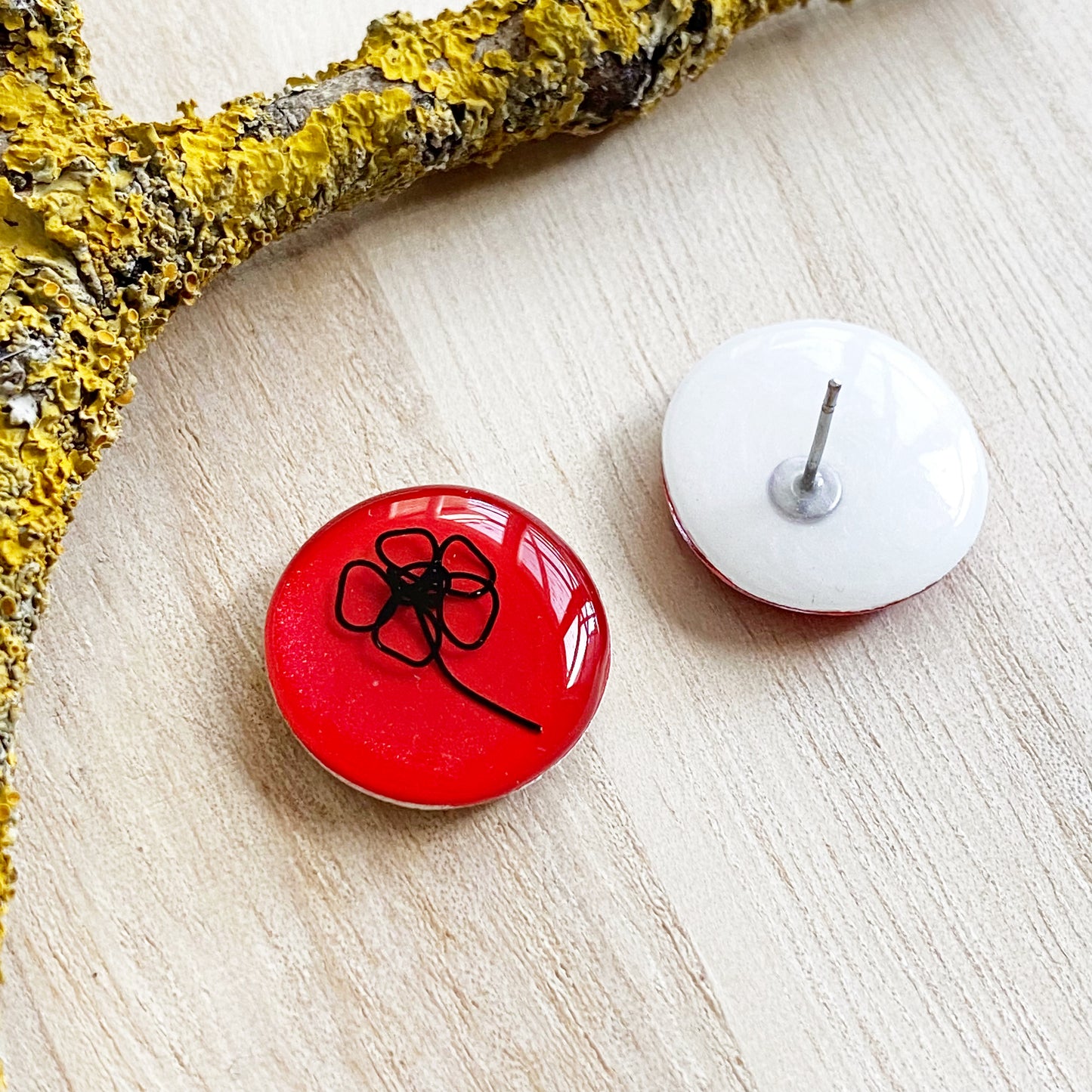Floral Wire Art Earrings | Red
