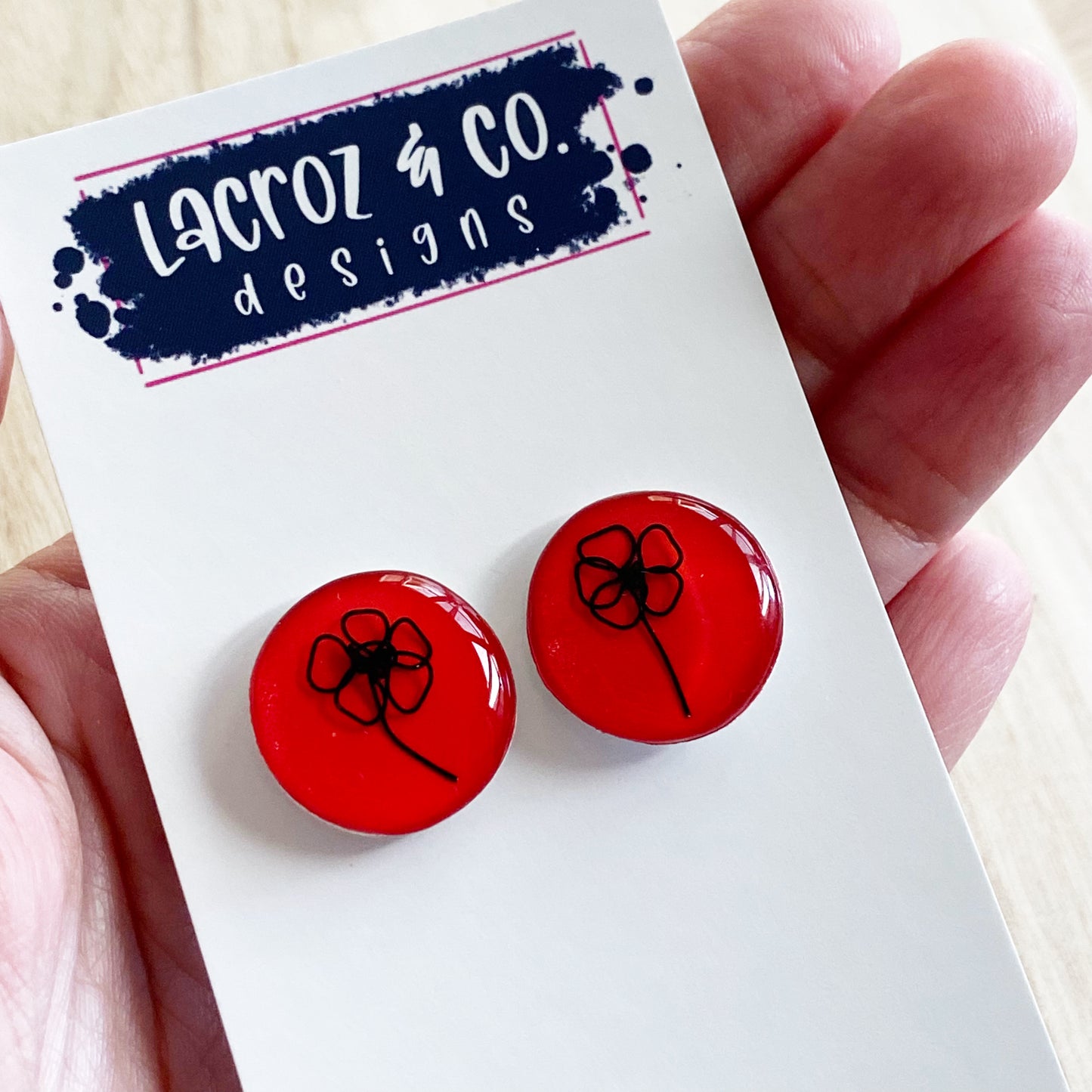 Floral Wire Art Earrings | Red