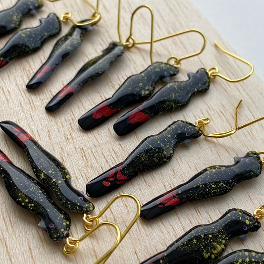 Custom Order for Tullara - mini Red-tailed Black Cockatoo Earrings