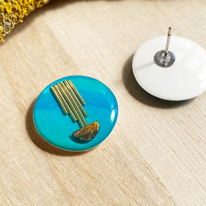 Art Deco Stud Earrings | Turquoise