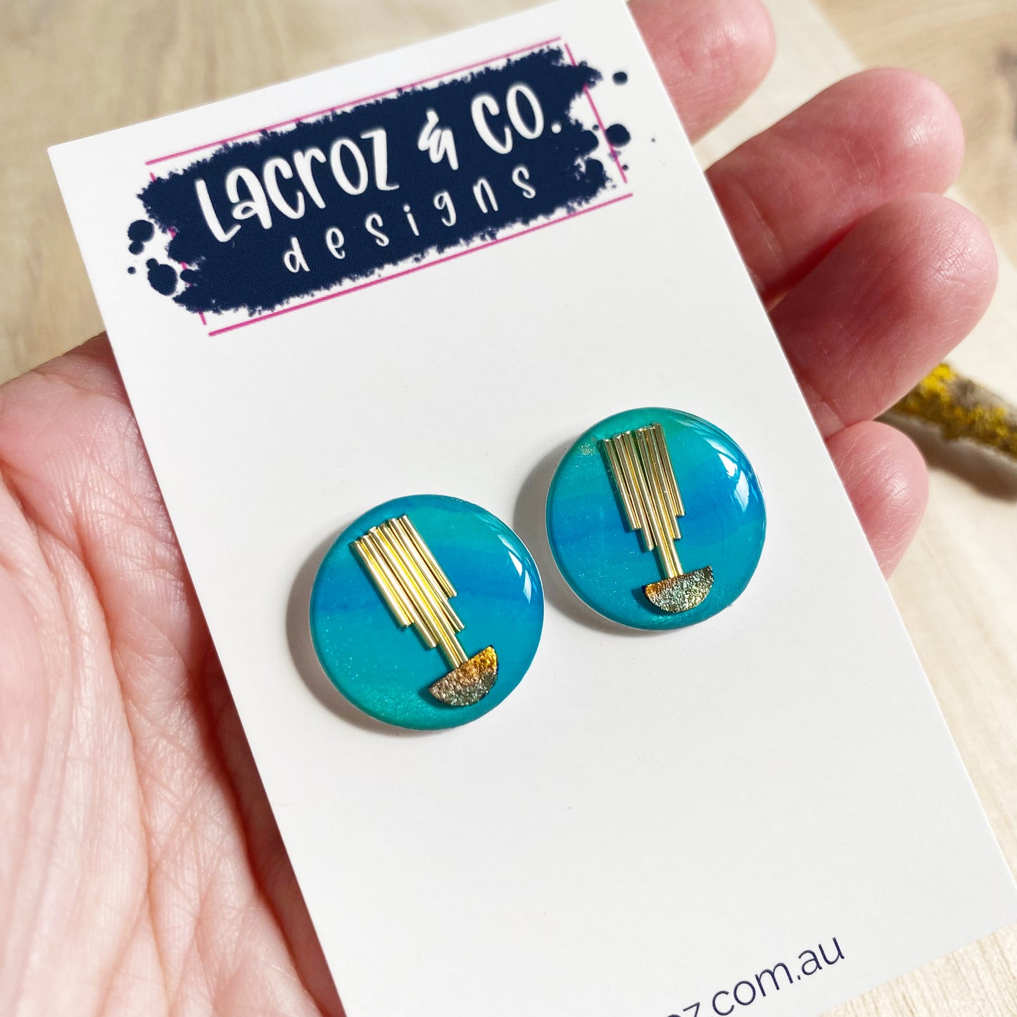 Art Deco Stud Earrings | Turquoise