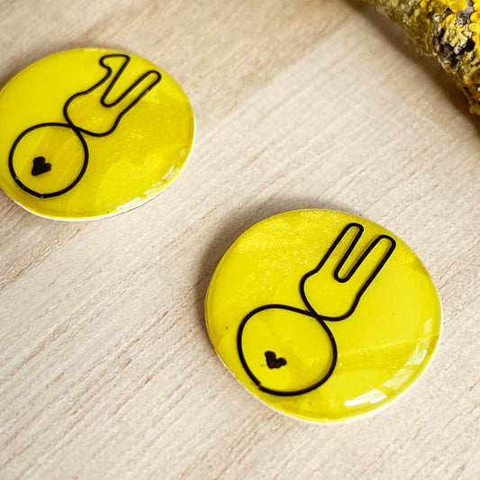 Easter Bunny Wire Art Earrings | Yellow