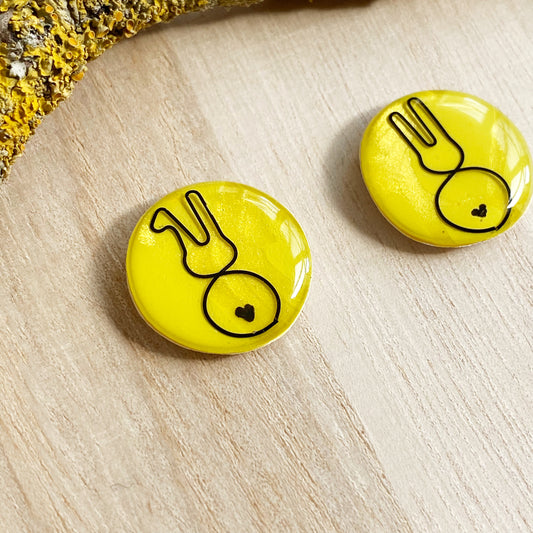 Easter Bunny Wire Art Earrings | Yellow