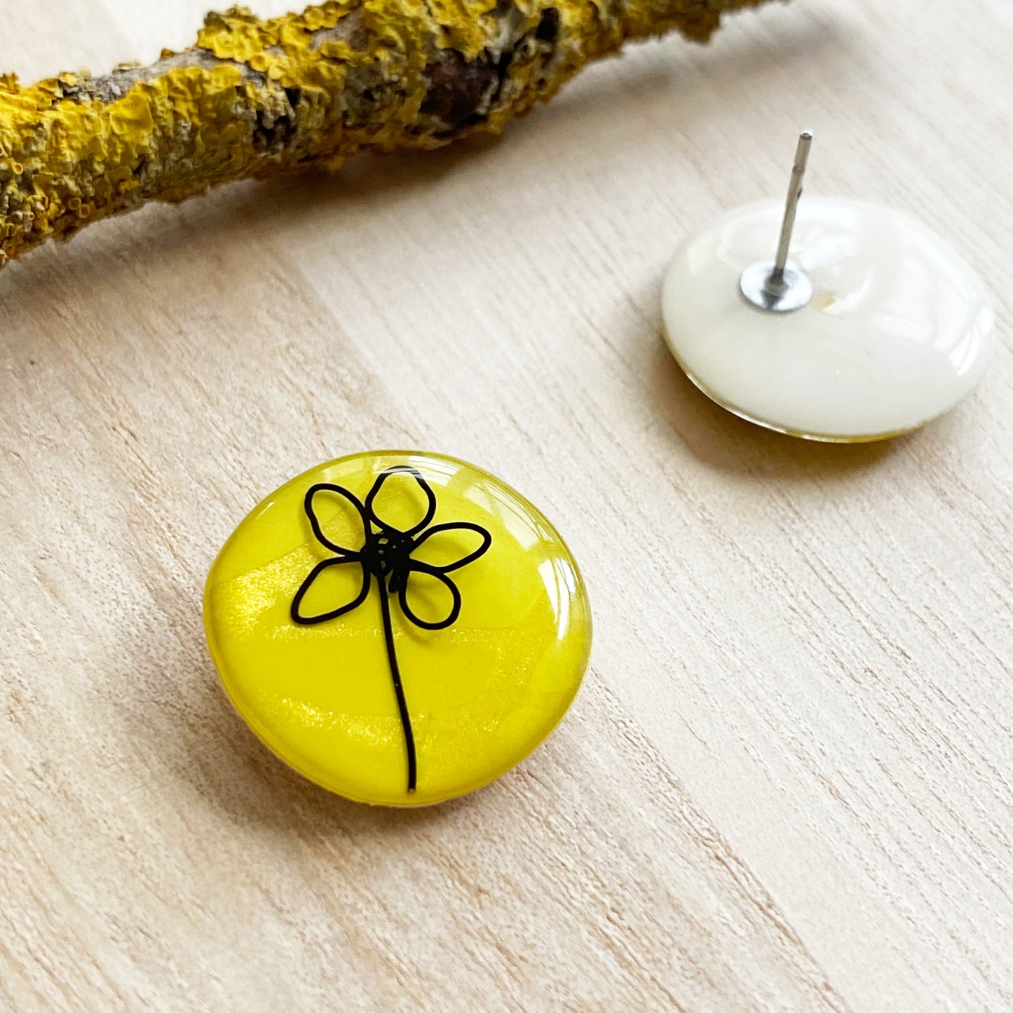 Floral Wire Art Earrings | Yellow