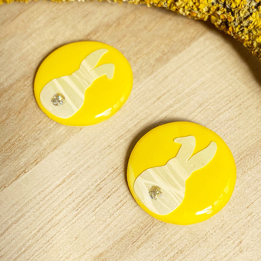 Easter Bunny Earrings | Yellow and White