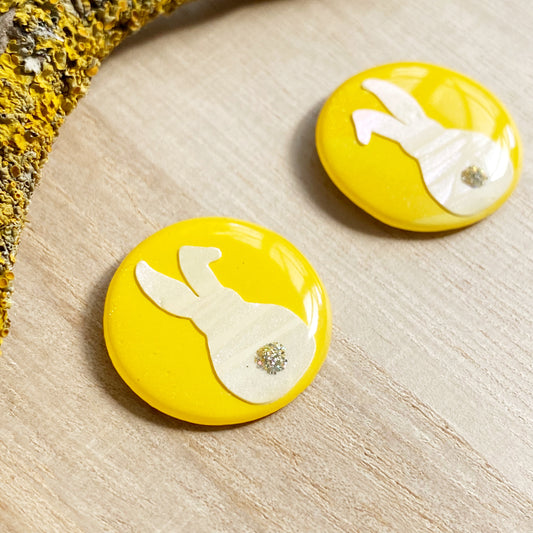 Easter Bunny Earrings | Yellow and White