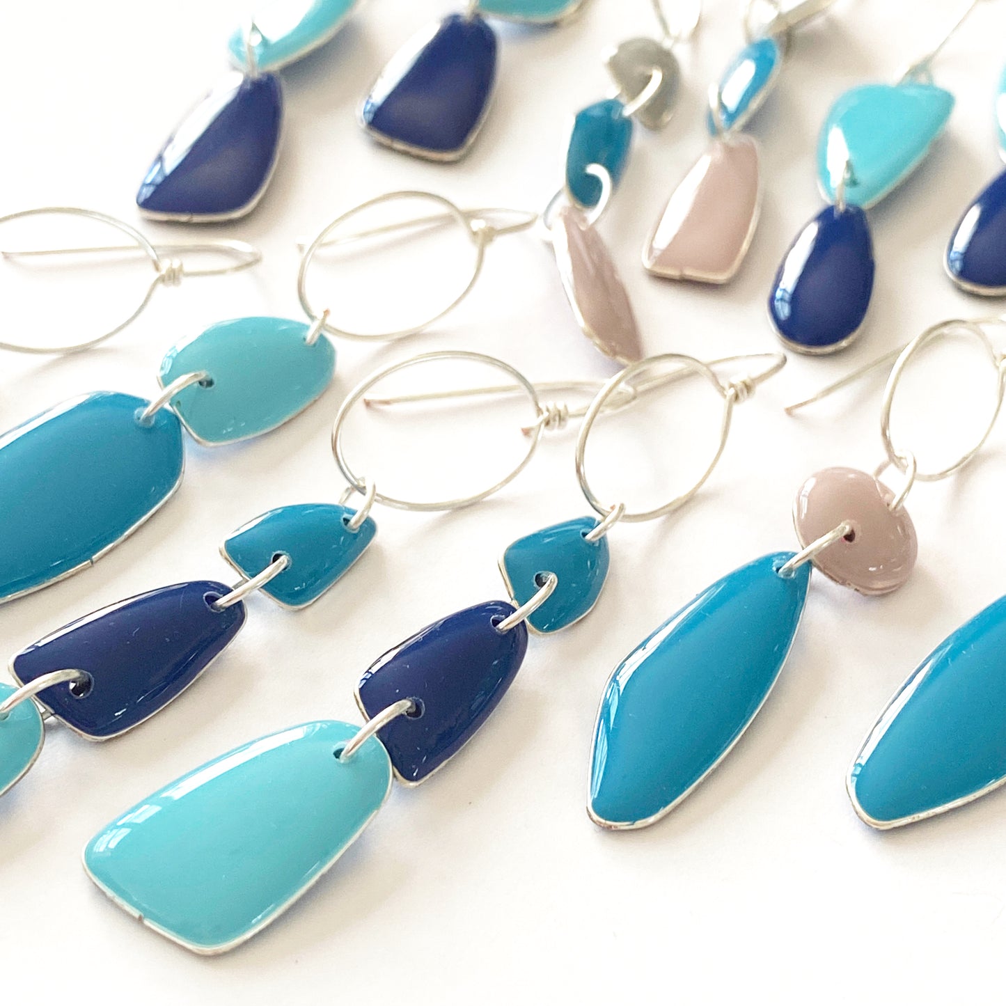 Amalfi | Silver Dangle | Grey & Blue Earrings