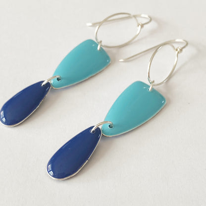 Amalfi | Silver Dangle | Light and Navy Blue Earrings
