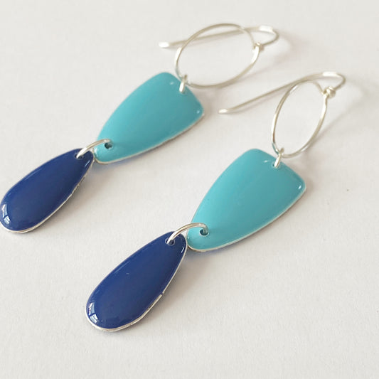 Amalfi | Silver Dangle | Light and Navy Blue Earrings