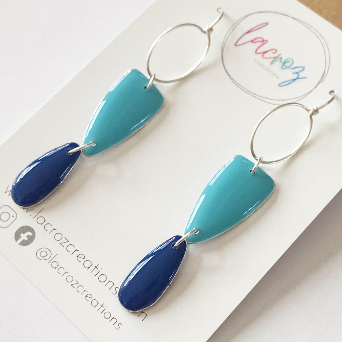 Amalfi | Silver Dangle | Light and Navy Blue Earrings