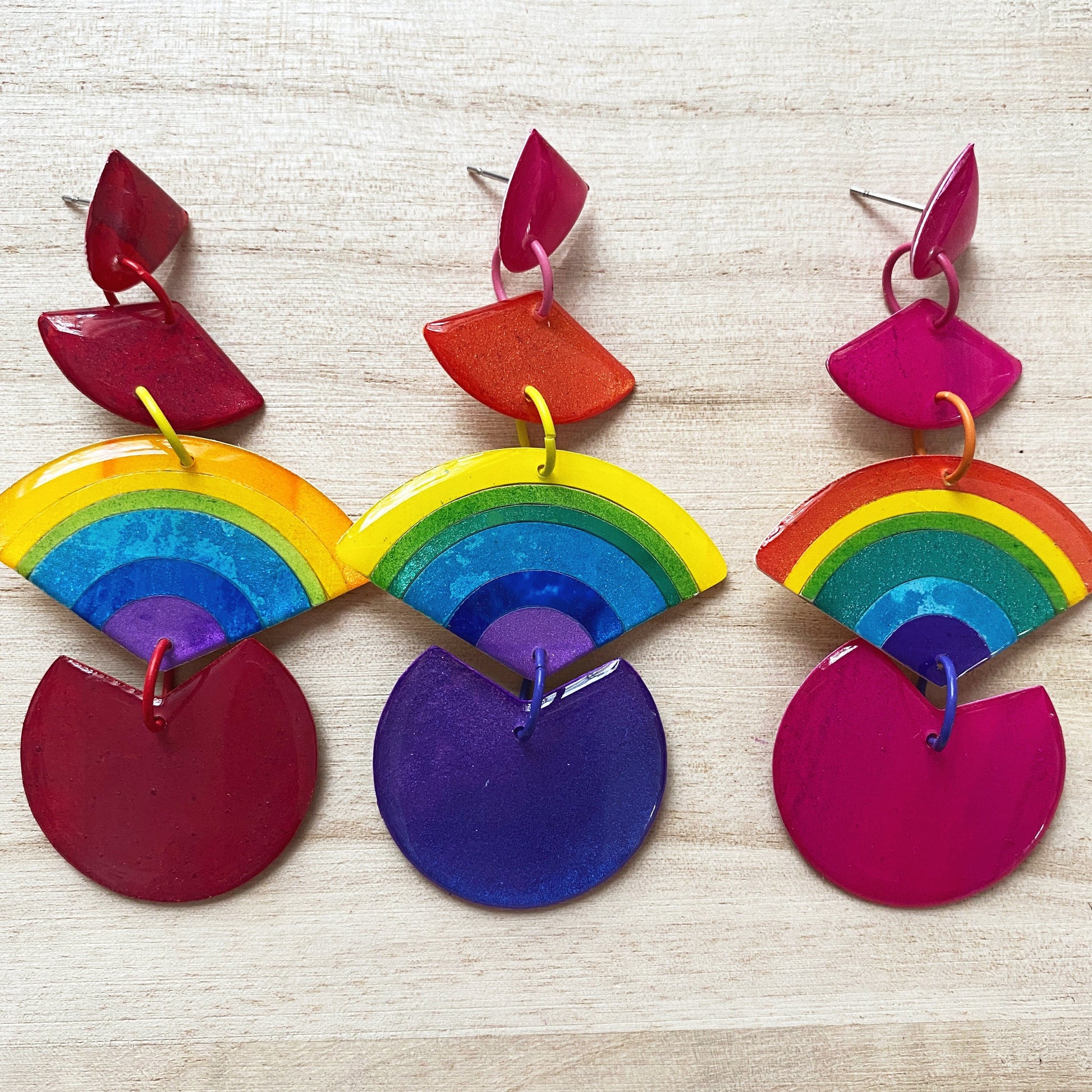 Lacroz Creations Earrings Alita | Pink Rainbow Dangle Earrings