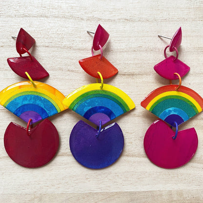 Lacroz Creations Earrings Alita | Pink Rainbow Dangle Earrings