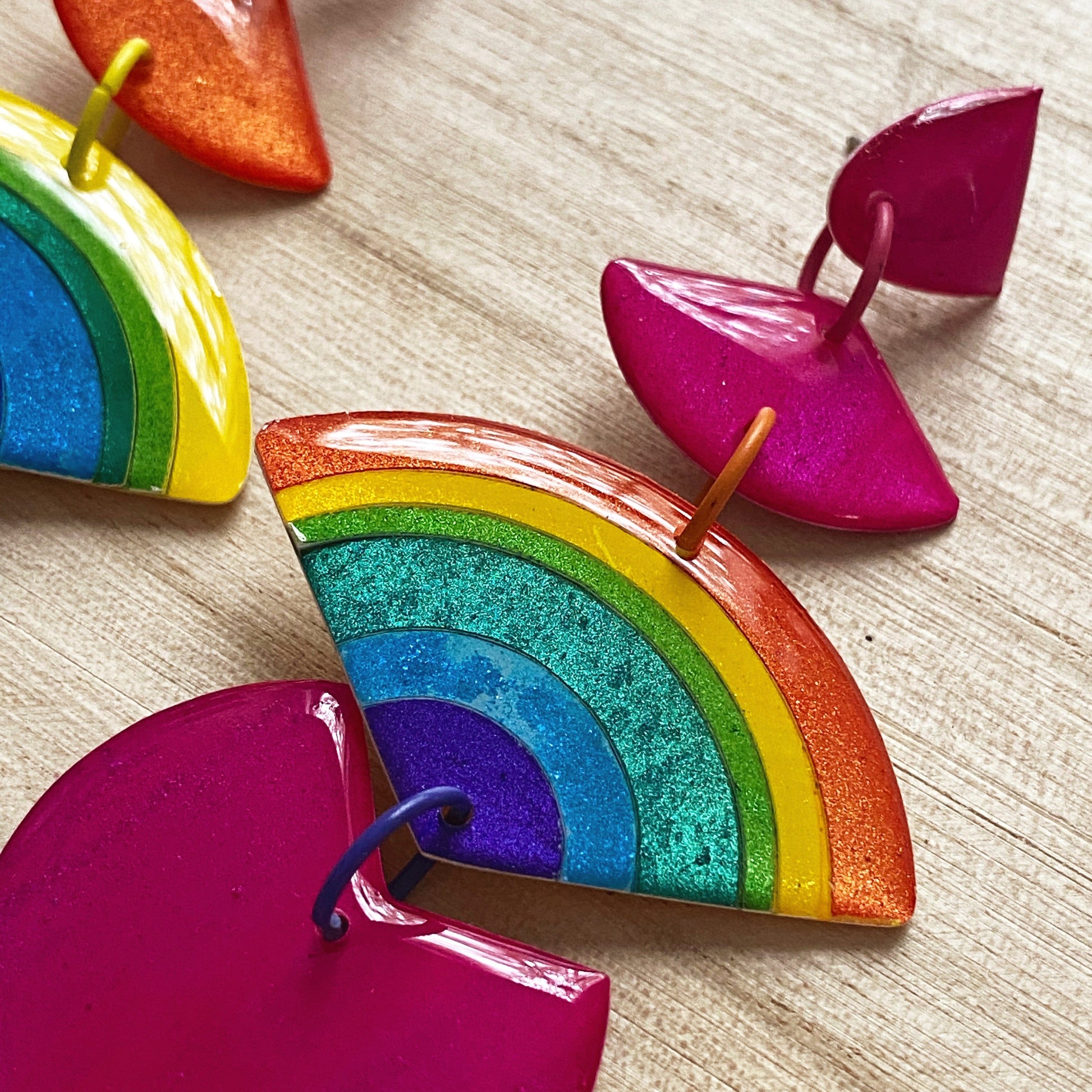 Lacroz Creations Earrings Alita | Pink Rainbow Dangle Earrings
