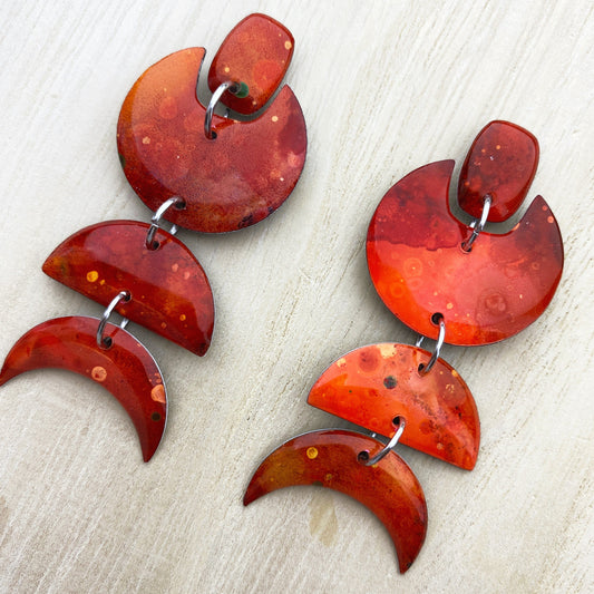 Lacroz Creations Earrings Galaxy | Orange Moon Phase Dangle