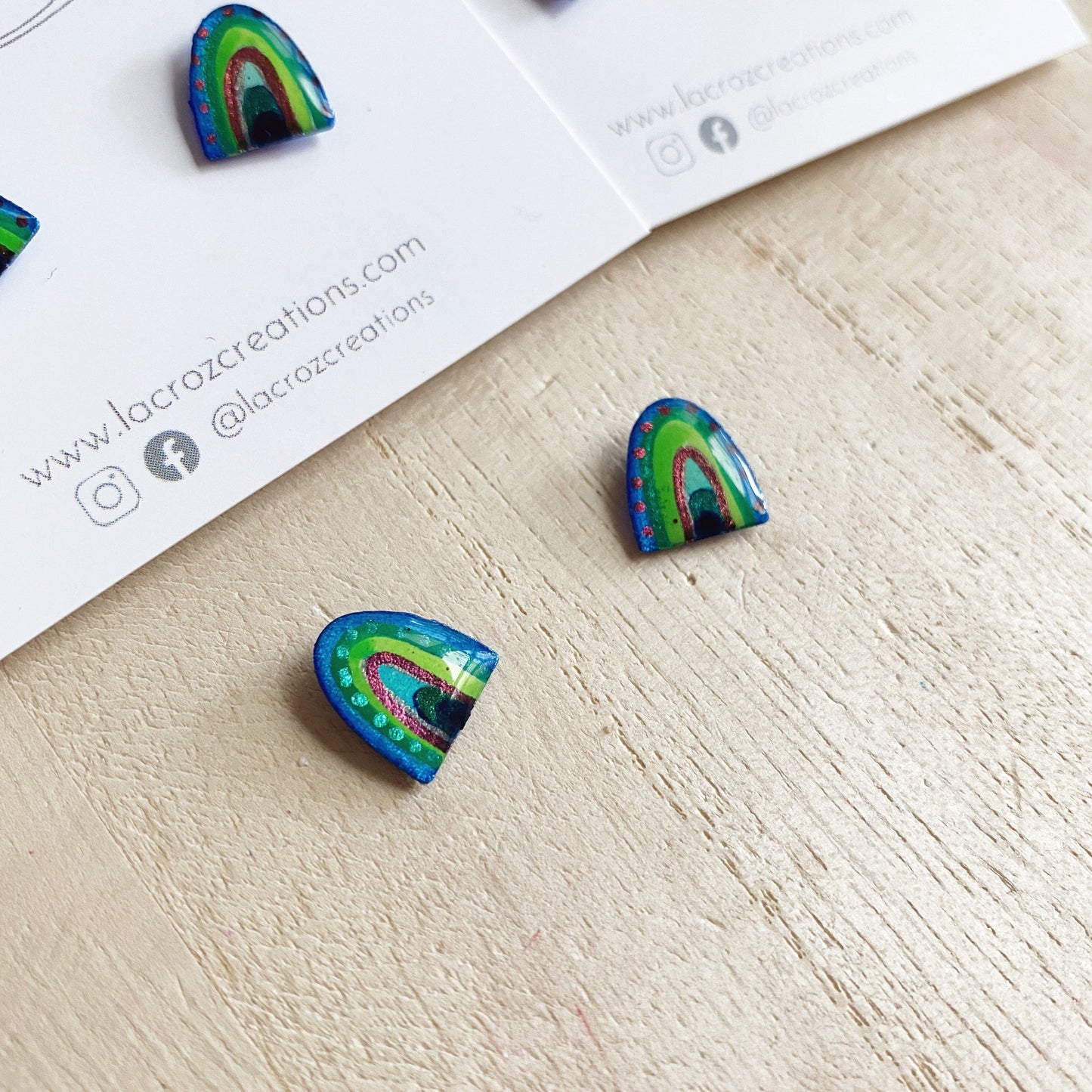 Lacroz Creations Earrings Peacock Rainbows | Mini Stud Earrings