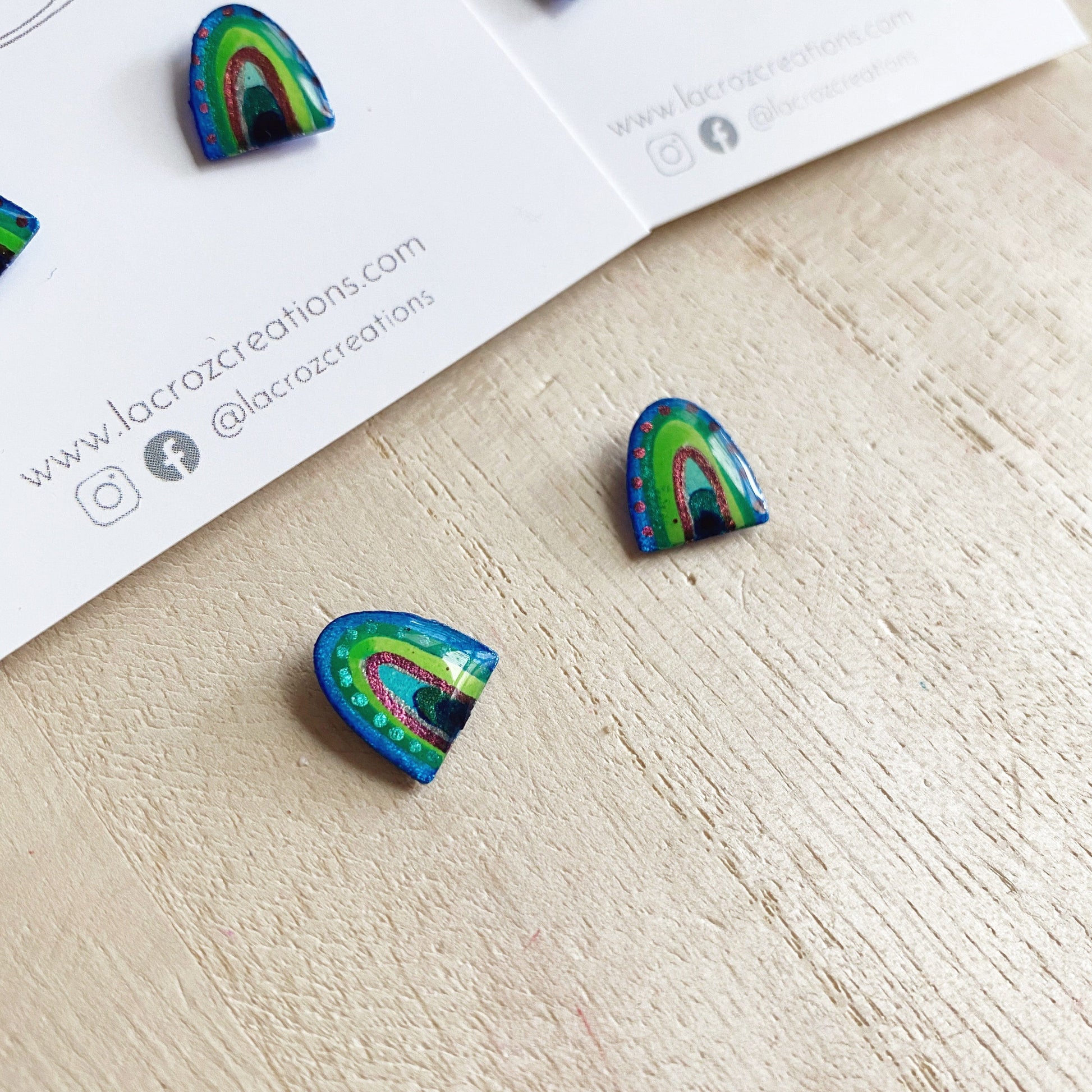 Lacroz Creations Earrings Peacock Rainbows | Mini Stud Earrings