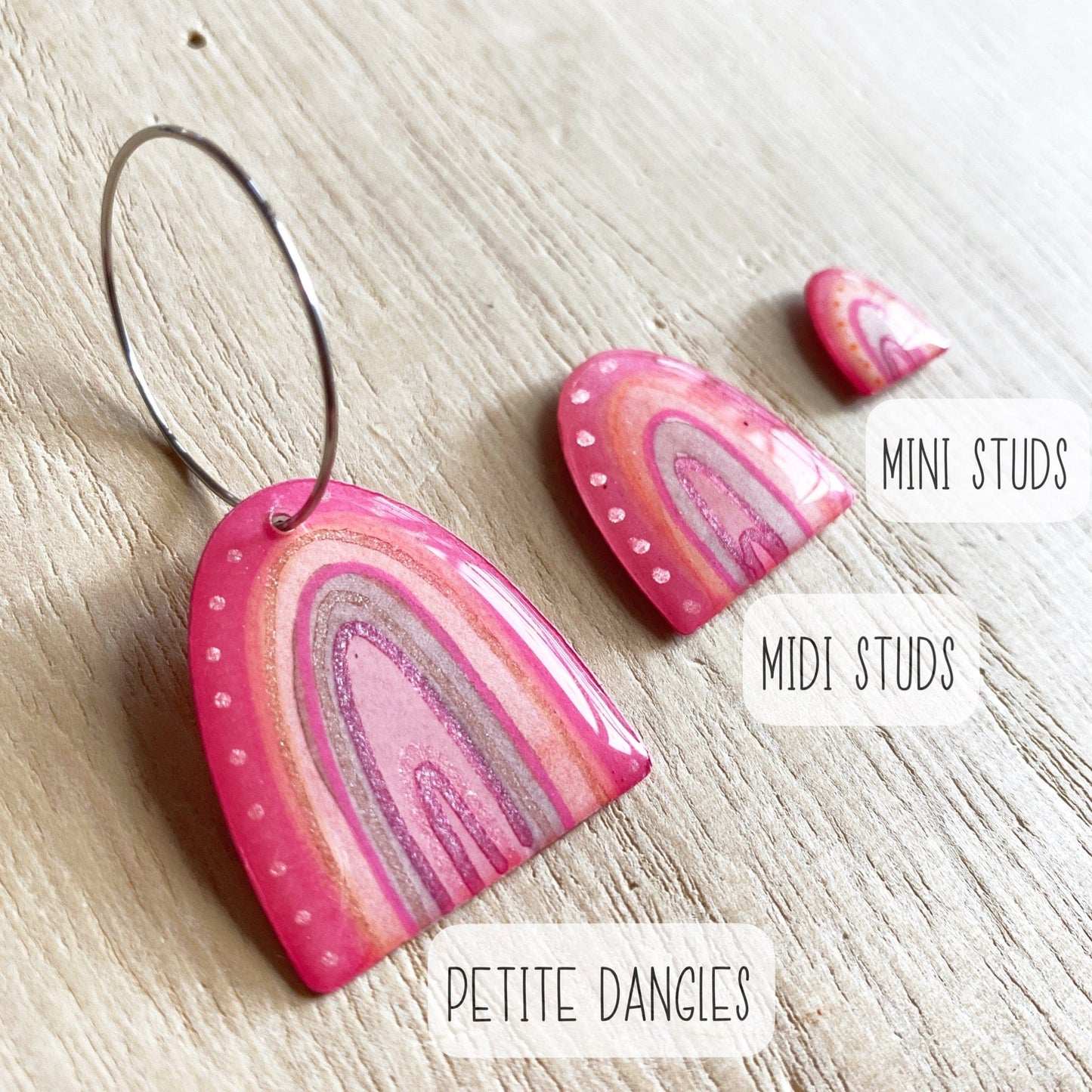 Lacroz Creations Earrings Pink Rainbows | Midi Stud Earrings