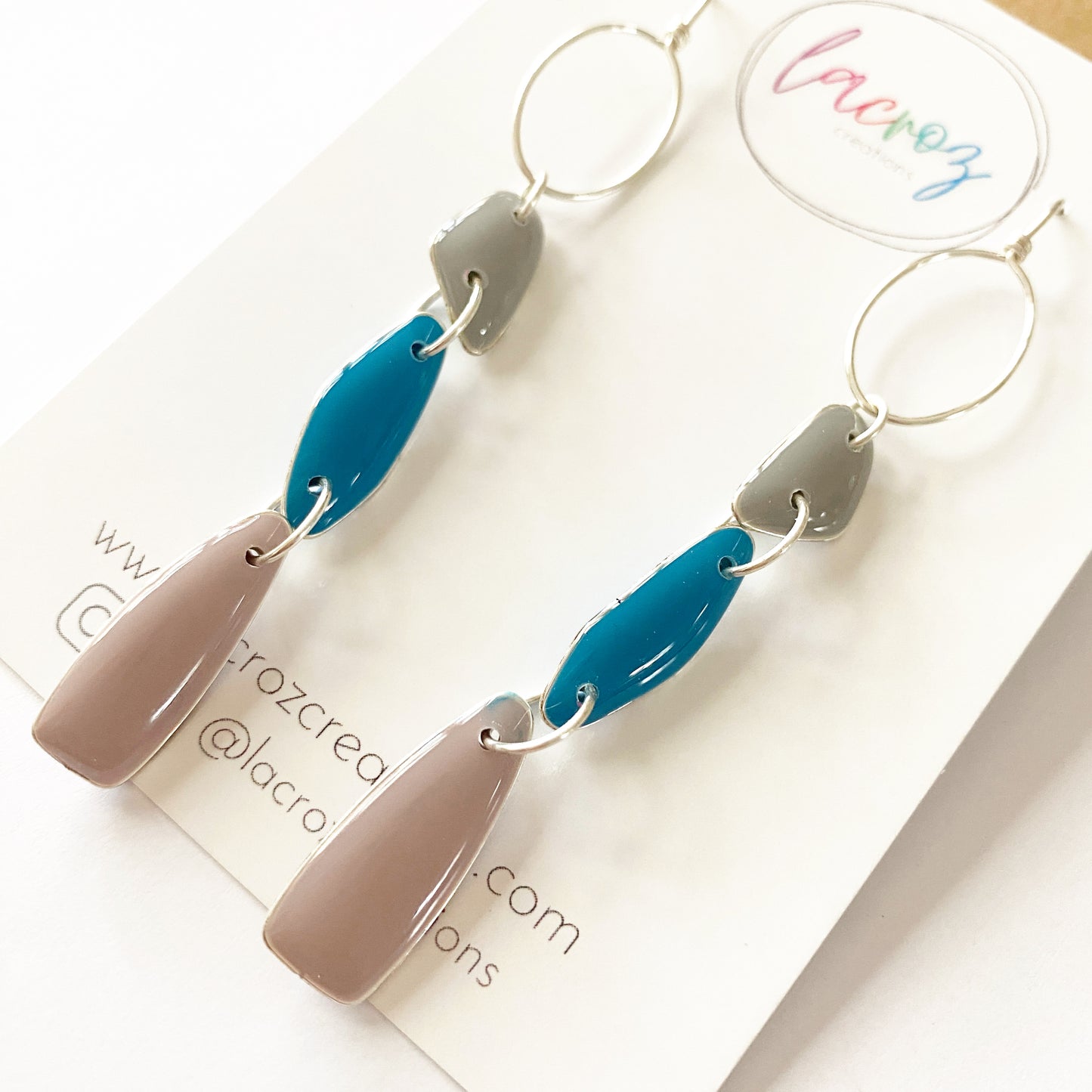 Amalfi | Silver Dangle | Grey & Blue Earrings