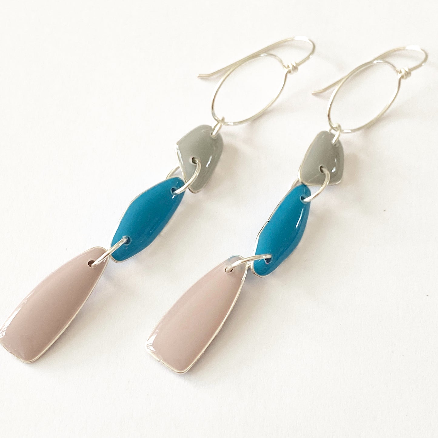 Amalfi | Silver Dangle | Grey & Blue Earrings