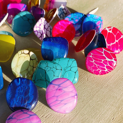 Medium Stud Earrings | Blue