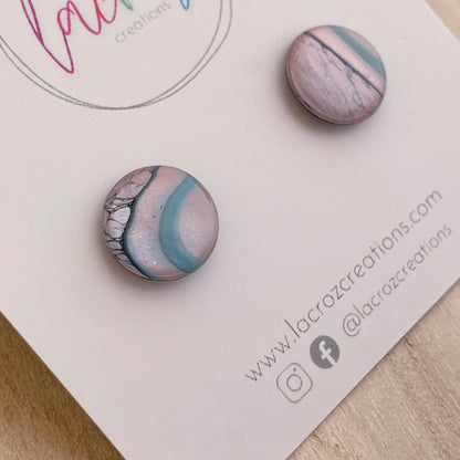 Small Stud Earrings | Pale Orange and Aqua
